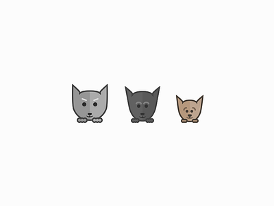 3 Lazy Gatos cat character face icon sketch vector