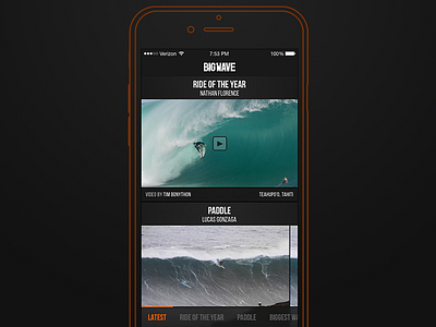 Big Wave Awards Concept 2: Structure app apple feed ios iphone navigation sketch structure