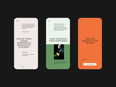 101 strategy for fighting diabetes — art direction clean food layout minimal mobile typography ui vegetable veggies website