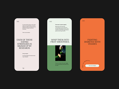 101 strategy for fighting diabetes — art direction clean food layout minimal mobile typography ui vegetable veggies website