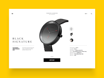 Domenico product page variations clean domenico ecommerce flat minimal ui watch web website