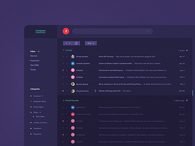 Email dark Dashboard / UI Challenge — Week 04 app application clean dark dashboard email flat mail ui ux web website