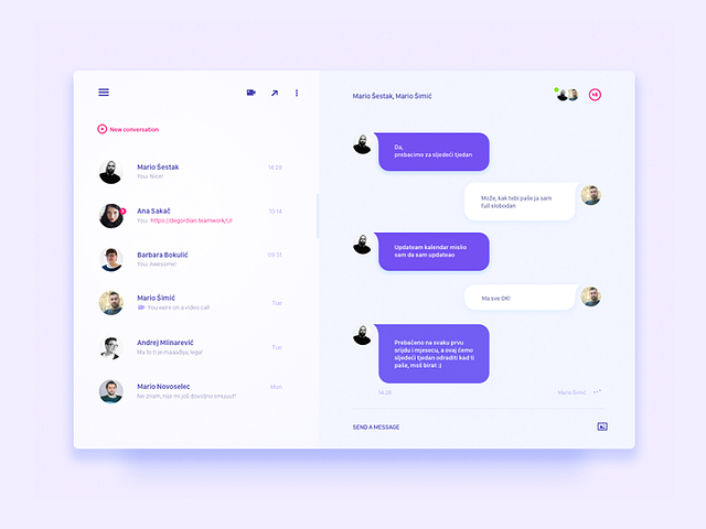 Chat module / UI Challenge — Week 06 by Mario Šestak on Dribbble