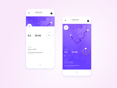 Activity Tracking App / UI Challenge — Week 09 app application calories clean cycling direction flat map mobile running tracking