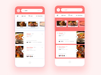 Restaurant List / UI Challenge — Week 11 app application burger flat food list location mobile restaurant simple