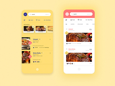 Restaurant List / UI Challenge - v2 — Week 11 app application burger flat food list location minimal mobile restaurant simple