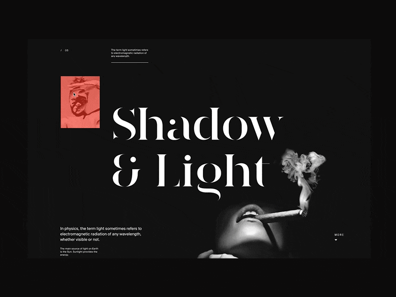 Shadow & Light Motion Concept—part 2 animation fashion gif interaction layout minimal motion principle web website