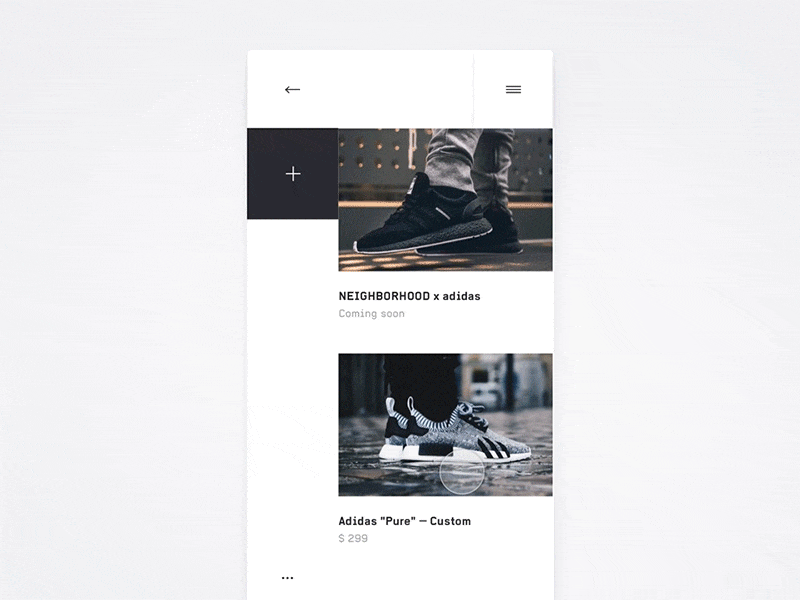 Motion concept behind "Shoes Mobile Web shop"