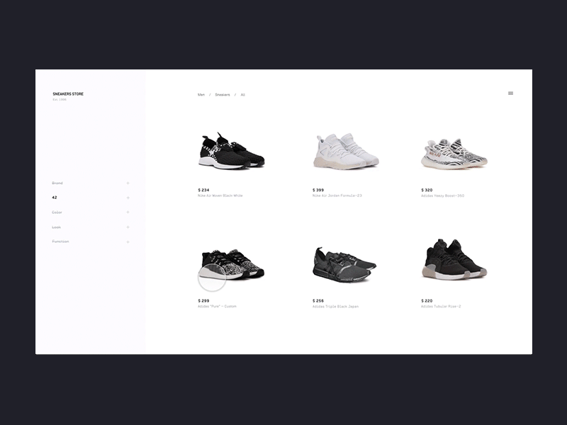 Sneakers Webshop — Desktop Motion Concept