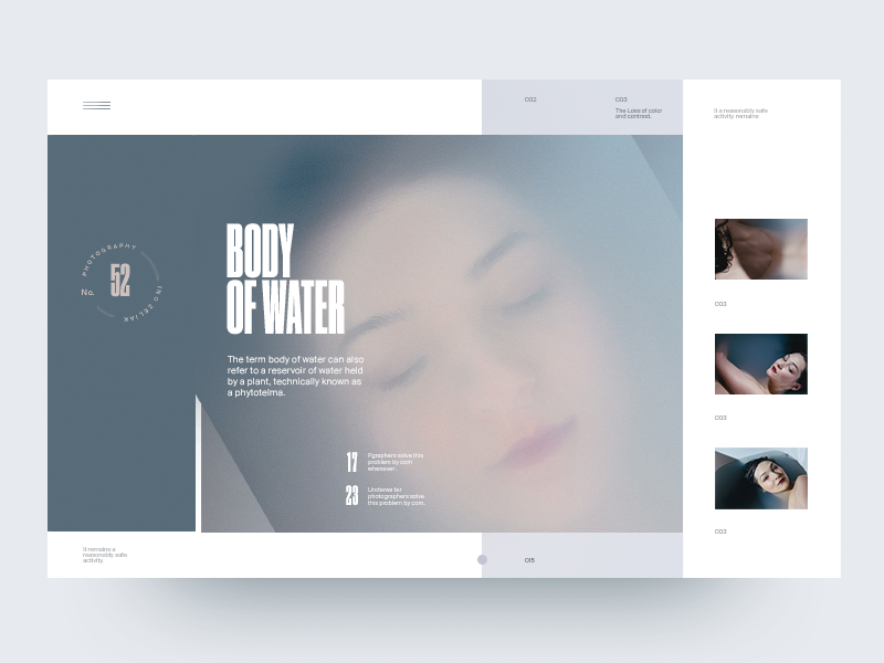 Body Of Water Slider water typography type photography minimal layout fashion clean
