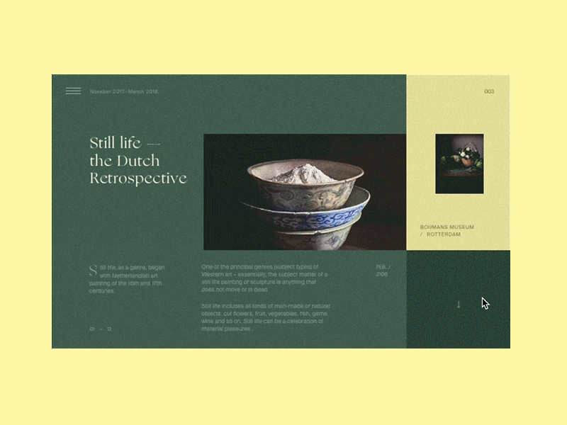 Still Life—Motion Concept animation art clean interaction minimal motion museum principle type typography website