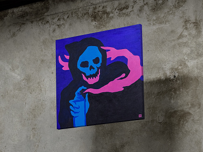 Live fast, spray easy. acrylic canvas painting skulls