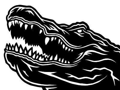 Giant Gator alligator black and white illustration wildlife