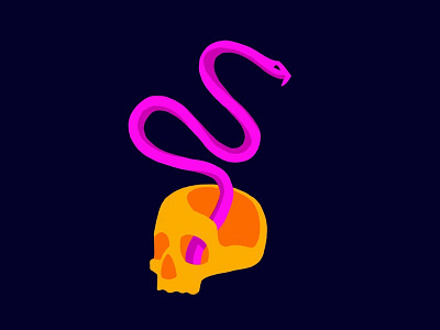 Head Games color illustration rough skull snake