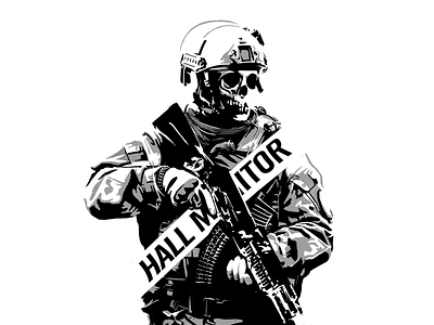 Detention illustration military painting skull
