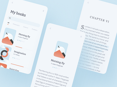 Mobile reading app book clean concept flat library minimal mobile mobile ui muted colors pastel reading app