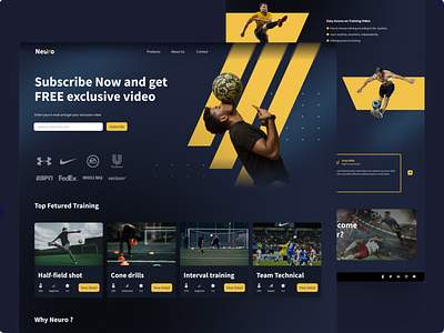 Neuro - Soccer Training by Video Landing Page Website app design ui ux website