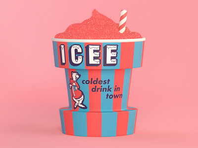 I is for ICEE 36daysoftype 3d 3d type 3d typography 90s 90s food c4d childhood cinema 4d frozen drink icee lettering nostalgia retro slush slushie typography
