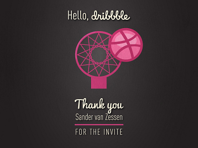 Hello, dribbble! basketball debut dribbble flat hoop invitation invite thank you thanks