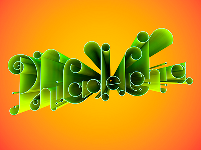 Philladelphia Typography 3d c4d candy cinema4d hand lettering lettering monoline plastic ribbon candy