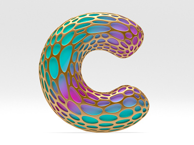 Letter C 3d calligraphy handlettering lettering type typography voronoi