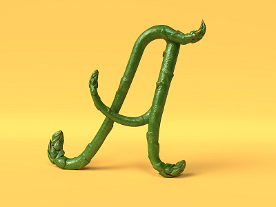 Asparagus A 3D Type 36 days of type 3d lettering 3d type advertising asparagus editorial food food lettering food typography vegetable