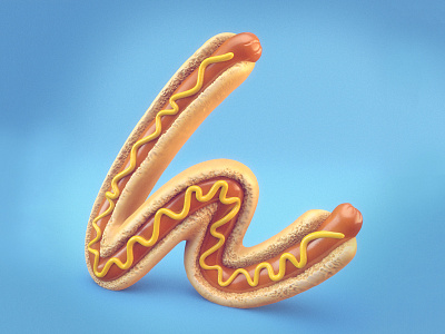 H is for hot dog 36daysoftype 3d advertising editorial food food typography fruit grill hot dog lettering type typography