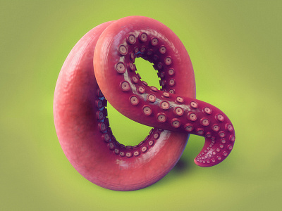 O is for Octopus 36daysoftype 3d advertising cinema 4d editorial food food typography lettering marine ocean octopus seafood