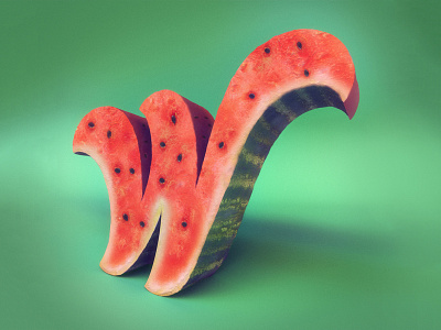 W is for Watermelon 36daysoftype food summer watermelon 3d advertising cinema 4d editorial food typography fruit lettering