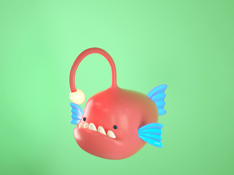 Angler Fish Swimming and Preying 3d 3d art 3d illustration advertising angler angler fish animation animation character character character art character creation mograph motion design ocean swimming