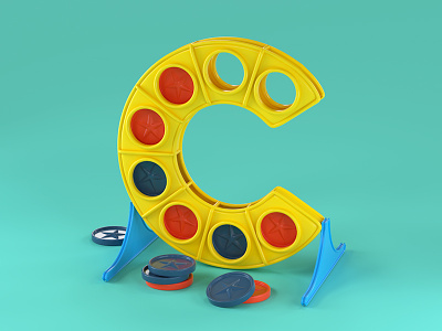 C is for Connect Four 36daysoftype 3d 90s advertising board games c4d cinema 4d design editorial handlettering illustration lettering nostalgia retro toys typography