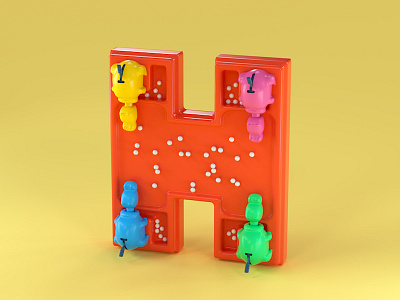 H is for Hungry Hungry Hippos 3d illustration 3d type art toy board games c4d character character design childhood toys cinema 4d cute h hasbro hungry hungry hippos letter h noahcamp nostalgia toy toys
