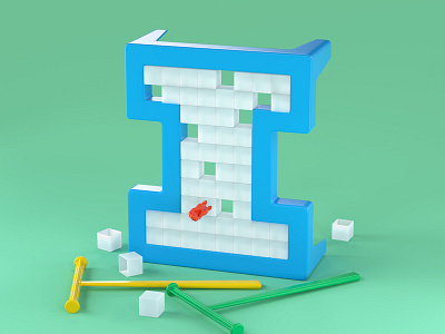 I is for Don't Break the Ice 36daysoftype 3d modelling 3d type advertising advertising design art toy board game c4d childhood games cinema 4d colorful art cute editorial ice illustration lettering nostalgia octane render plastic typography