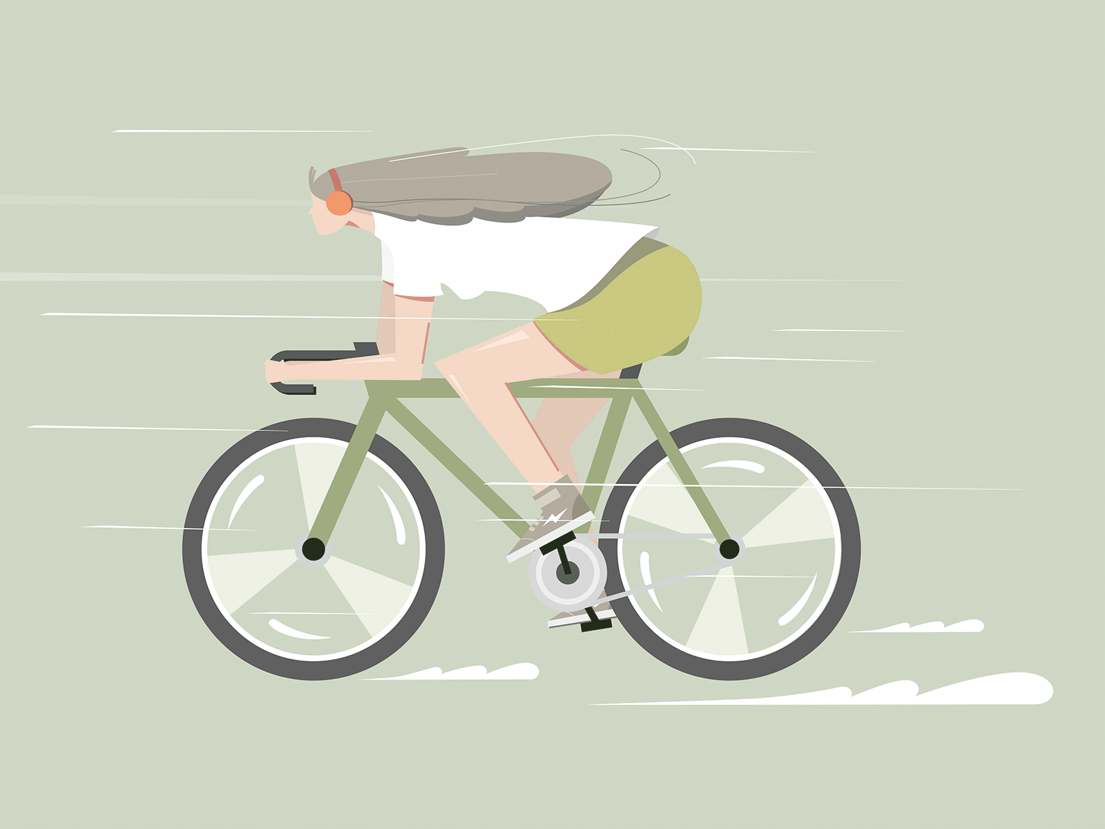 Riding for exercise/骑行 bike gif girl illustration music speed ui wind