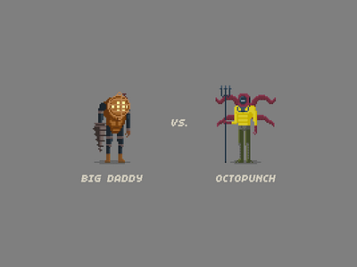 Big Daddy vs. Octopunch big daddy bioshock comics games octopunch pixel art pixels sea toys transformers video vs.
