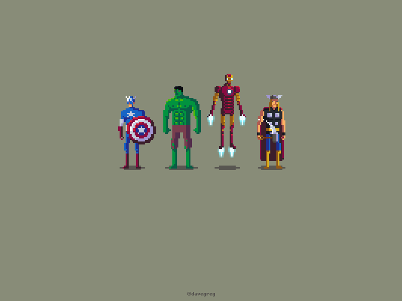 Spidey and The Avengers captain america gif hulk iron man marvel pixel art spiderman thor
