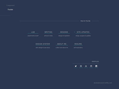 Footer css design footer html link links personal site profiles ui user experience (ux) user interface (ui) ux web