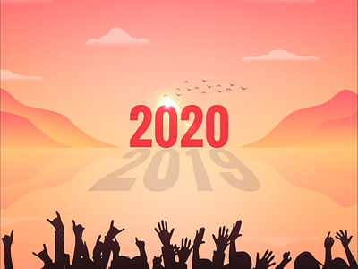 Let's welcome our new , "New Year". 2020 trend lets welcome our new natural nature party event vector art