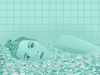 Pool Days blue face girl illustration illustrator monotone ocean pool swim texture vector water