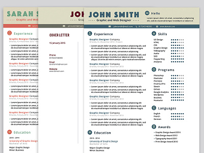 Resume & Cover Letter in 3 Colors - FREEBIE