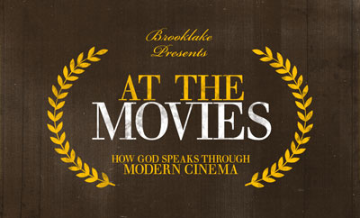 "At The Movies" invite cards - front