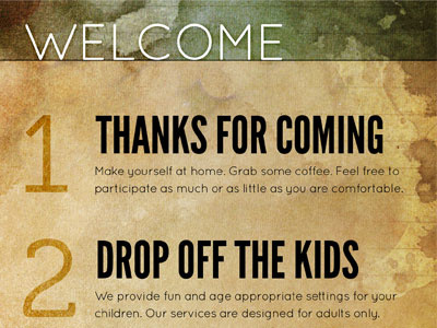 "Welcome" Program Cover brooklake brown church cover green grunge program