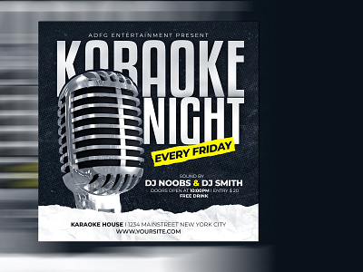 Karaoke Night Party Social Media Banner Design karaoke poster live music poster