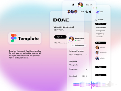 Chat portal UI kit design figma freetemplate interaction template ui uikit user experience user interface design userinterface ux