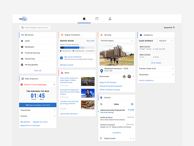 myLU Student Dashboard - Desktop dashboard ui