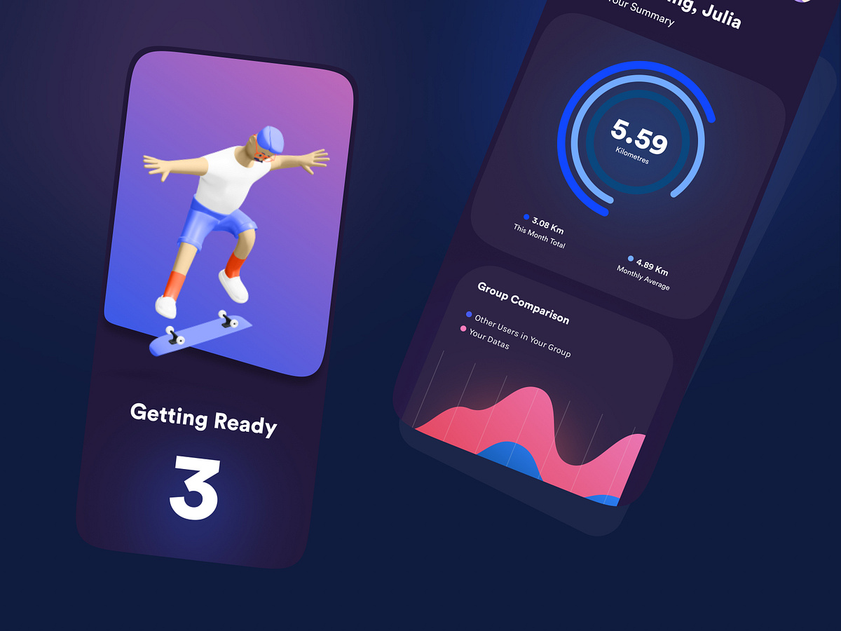 🏃‍♂️ Fitness Running App UI Conceptual Design Dark Mode by Mostafa Esmaeili for Paradigm