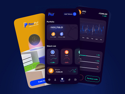 🪙 PayPal Crypto Currency | Bitcoin Wallet | Dark Mode UI Design bitcoin crypto currency crypto wallet cryptocurrency dark mode ethereum figma finance finance app financial fintech minimal night mode payment payment app paypal stock exchange stock market ui wallet