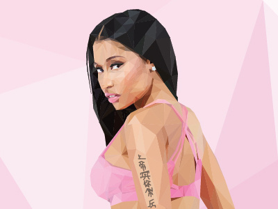 Nicki Minaj Low Poly graphicdesign illustrate illustration lowpoly nickiminaj pink polygons triangles