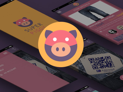 Super Piggy Dribbble Small app colorfull design icon illustration mobile moneyapp pig ui ux visualdesign web