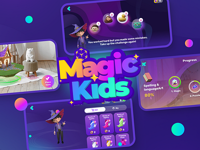 Magic Kids: Virtual home tutor app augmented reality design figma game ui ux